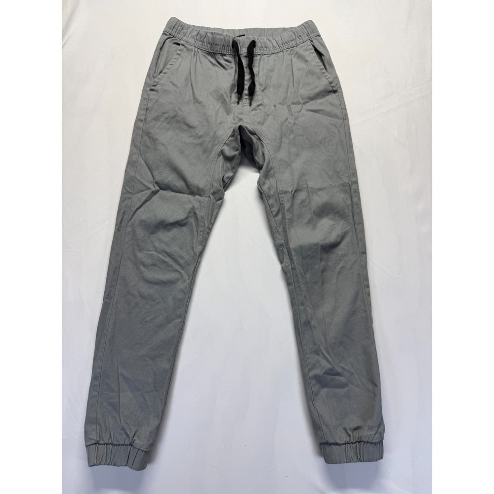 WT02 Jogger Pants Mens Medium Gray Twill Cotton Stretch Drawstring Tapered Leg‎